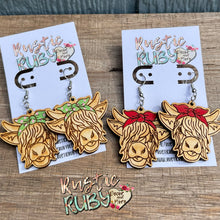 Load image into Gallery viewer, Highland Cow Dangle Earrings