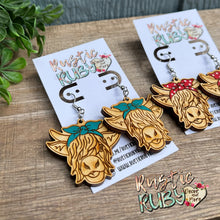 Load image into Gallery viewer, Highland Cow Dangle Earrings