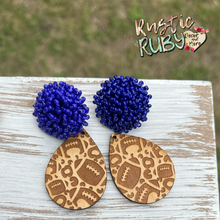 Load image into Gallery viewer, Football Teardrop Seed Bead Earrings