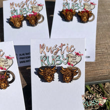 Load image into Gallery viewer, Highland Cow Stud Earrings
