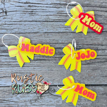 Load image into Gallery viewer, Softball Bow Bag Tag