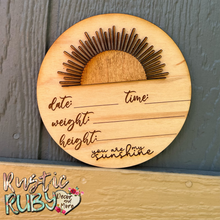 Load image into Gallery viewer, Sun Birth Announcement Round