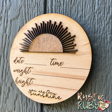 Load image into Gallery viewer, Sun Birth Announcement Round