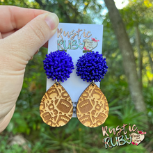 Load image into Gallery viewer, Football Teardrop Seed Bead Earrings