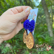 Load image into Gallery viewer, Football Teardrop Seed Bead Earrings