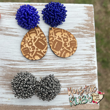 Load image into Gallery viewer, Football Teardrop Seed Bead Earrings
