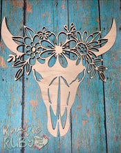 Load image into Gallery viewer, Floral Cow Skull Wall Decor