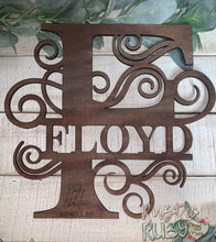 Load image into Gallery viewer, Split Monogram Name Sign