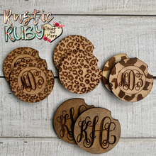 Load image into Gallery viewer, Wooden Monogram Car Coasters