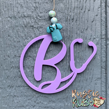 Load image into Gallery viewer, Stethoscope Monogram Car Charm