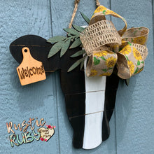 Load image into Gallery viewer, Heifer Door Hanger B&W Sunflower