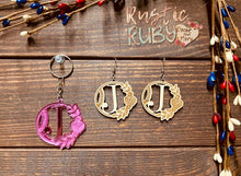 Load image into Gallery viewer, Floral Softball/Baseball Initial Earrings
