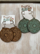 Load image into Gallery viewer, Flower Mandala Engraved Dangles