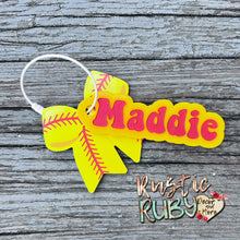 Load image into Gallery viewer, Softball Bow Bag Tag
