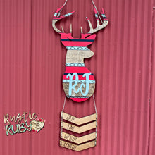 Load image into Gallery viewer, Aztec Pattern Buck Birth Announcement Hanger
