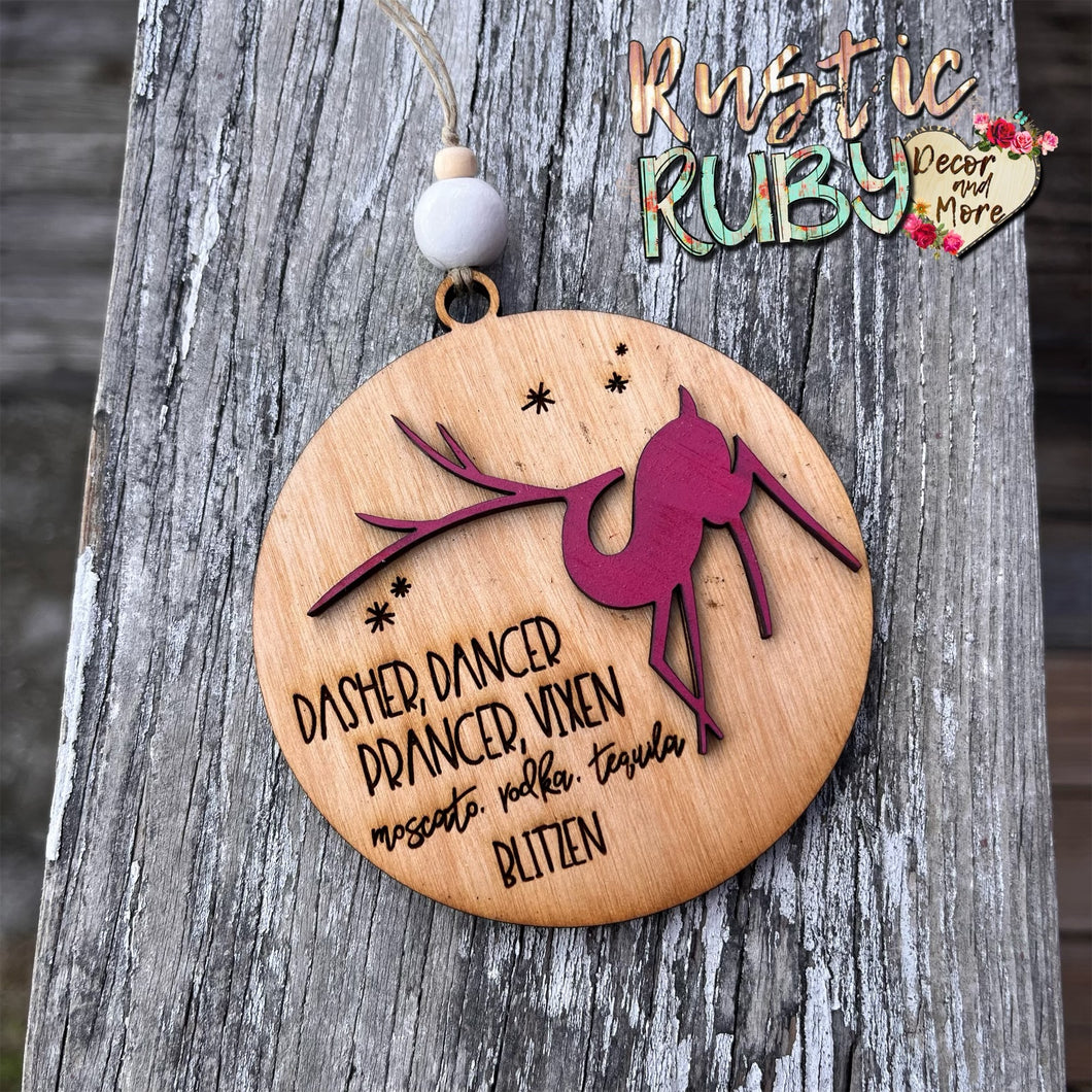 Reindeer Drinking Name Ornament