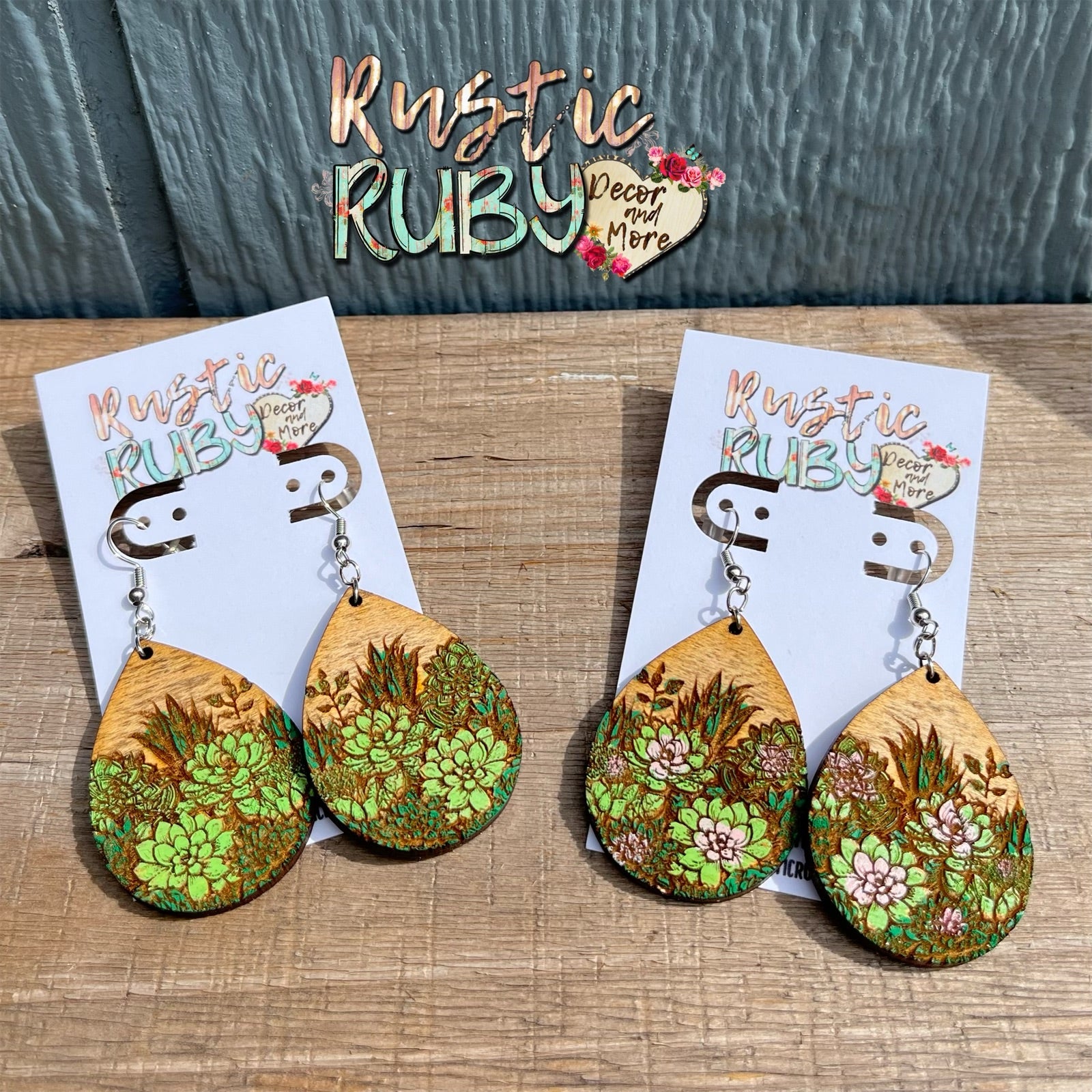 etsy succulent earrings Succulent Teardrop Earrings