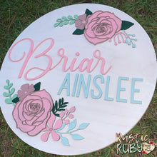 Load image into Gallery viewer, Rose Floral Name Sign
