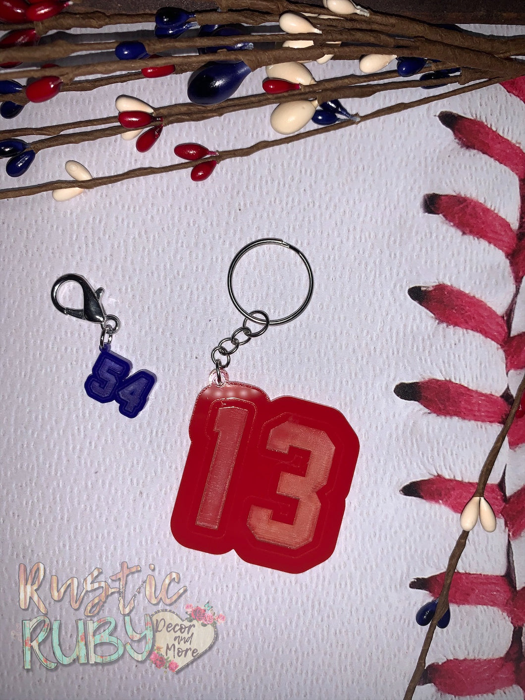 Jersey Number Engraved Key Chain or Zipper Pull
