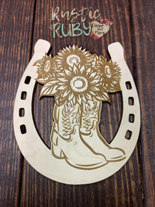 Horseshoe Boot Bouquet Wall Decor