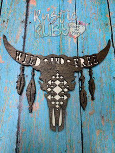 Wild and Free Cow Skull Wall Decor