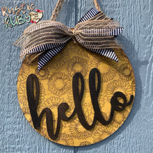 Load image into Gallery viewer, Sunflower Engraved Hello Door Hanger
