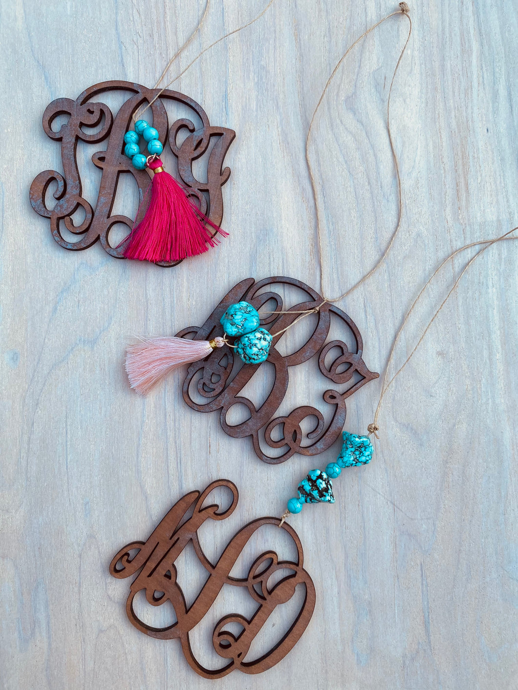 Wooden Monogram Charm With Accessories